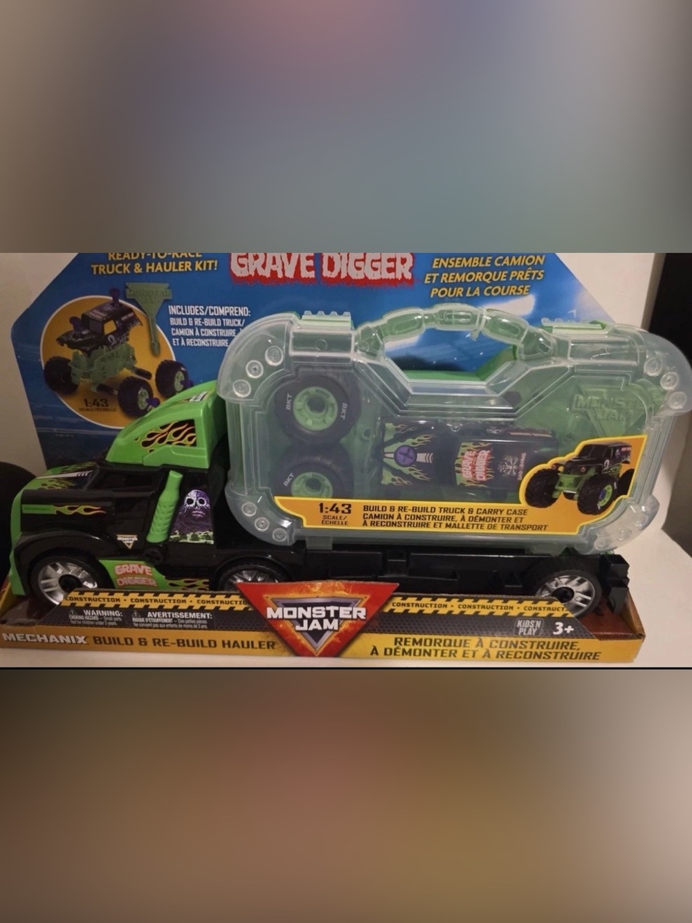 Monster Jam Grave Digger Green Hauler Truck Toy
